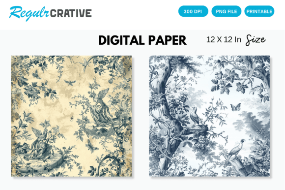 Download French Pastoral Romantic Digital Paper - Digital paper Collection