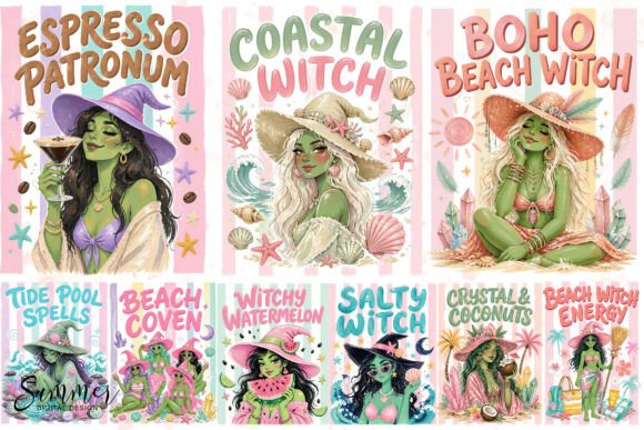 Download Coastal Witch Striped Summerween PNG - Witch Collection