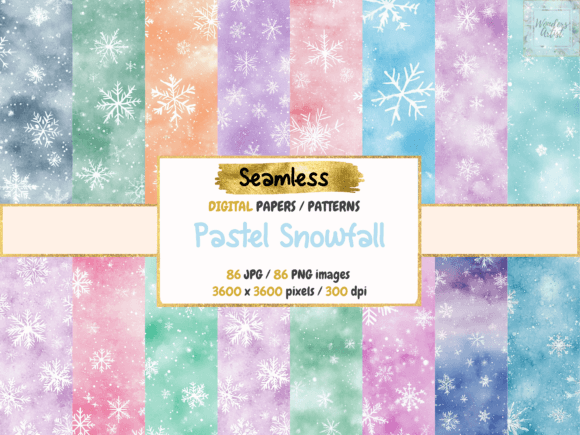 Download Pastel Snowfall Seamless Digital Papers - Digital paper Collection