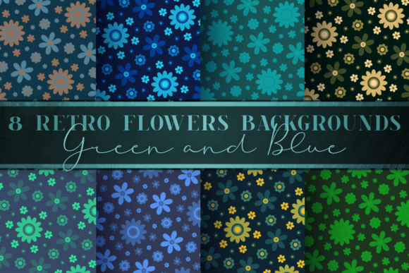 Download Green Teal Vintage Floral Digital Papers - Digital paper Collection