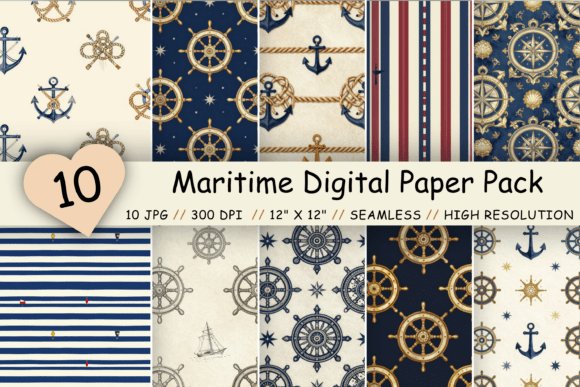 Download Maritime Digital Paper Pack, Classic - Digital paper Collection